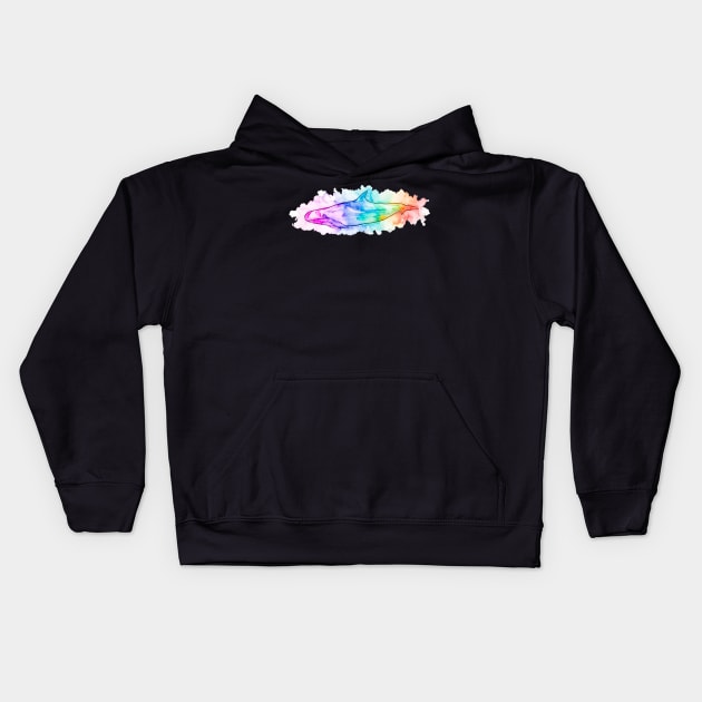 False Killer Whale rainbow watercolour Kids Hoodie by MoanaMatron